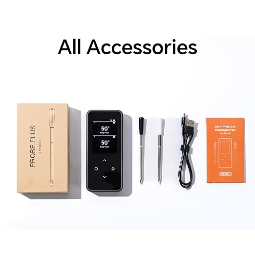 Wireless Meat Thermometer with Stable Bluetooth Connection, 2 Multi-Sensor Probes, ±1°F Accurate Digital Food Thermometer with App Control, Rechargeable, IP67 Waterproof for BBQ, Grill, Smoker & Oven