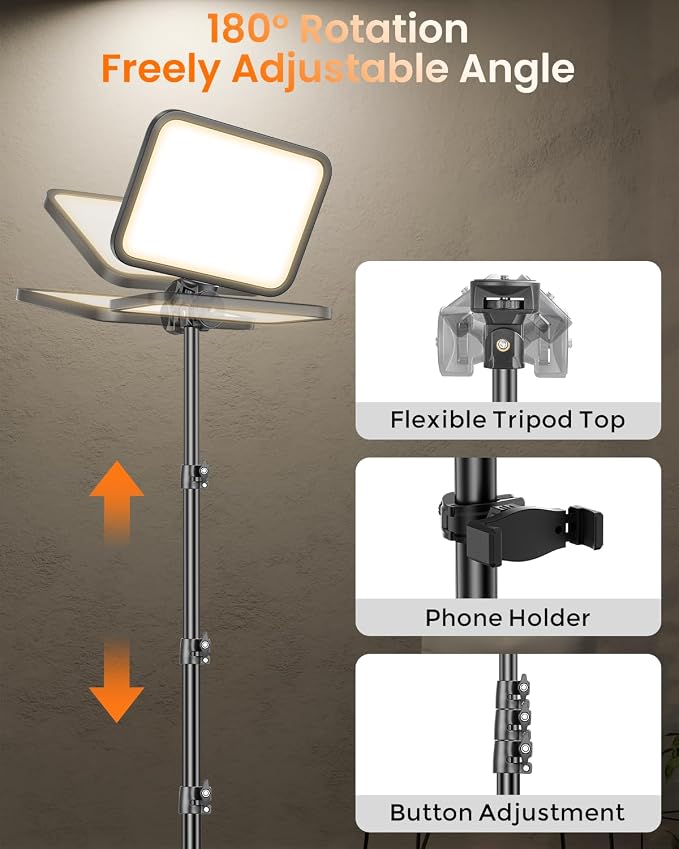 Torjim 11 Inch Video Light Kit for Creators-24W High Brightness Studio Lights with Tripod Stand & Phone Holder & Remote, Adjustable Photography Lighting for Clearer YouTube Streaming Home Studio