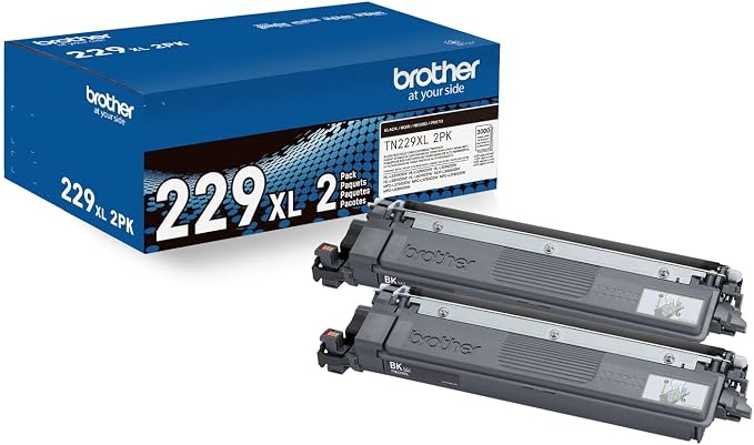 Brother Genuine TN229XL2PK Black High Yield Printer Toner Cartridge 2-Pack - Print up to 3,000 Pages Each(1)