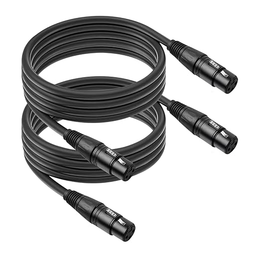 2pack XLR Female to Female Cable,10FT,3 Pin XLR Female to Female Microphone Mic Cord for Audio and Sound Equipments 10ft/3m