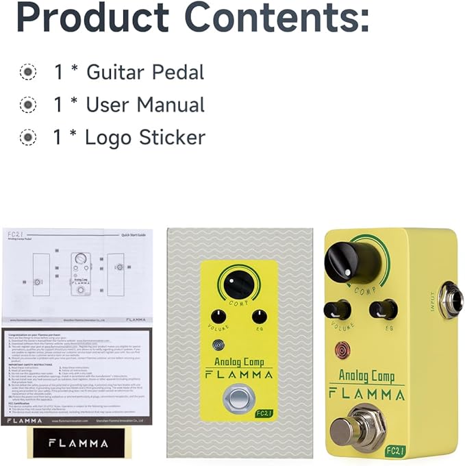 FLAMMA FC21 Compressor Pedal Electric Guitar Effects Pedal Classic Optical Compressing Effect True Bypass