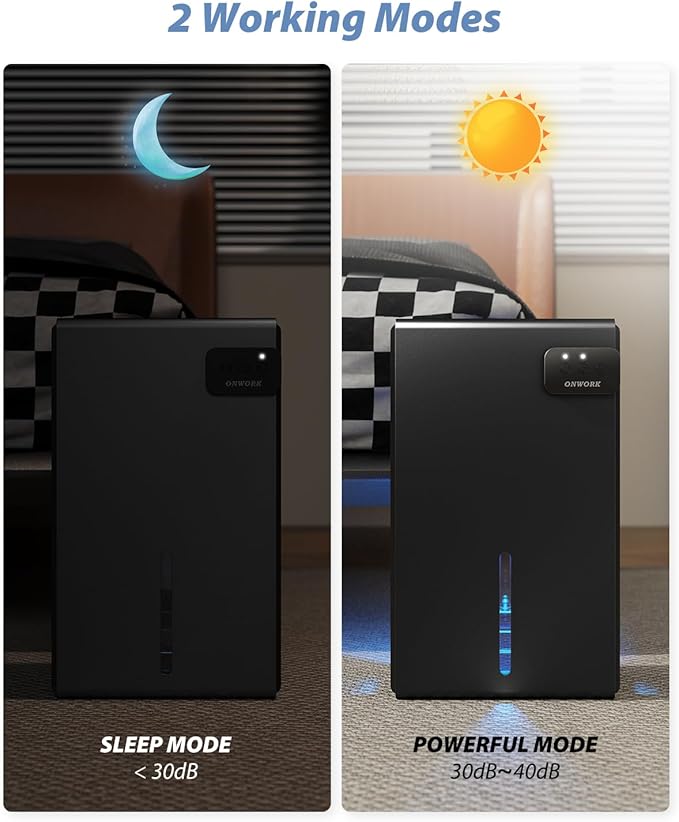 Dehumidifier, 95 OZ Dehumidifiers for Home (800 sq.ft), Quiet Small Dehumidifiers for Bedroom Bathroom Basements Closet RV, Auto Shut Off, Two Working Models and 7 Colors LED（Black）