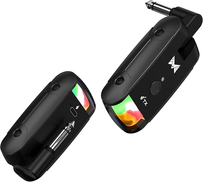 2026 Upgraded Version RGB Lighting Wireless Guitar System, 230-foot Transmission Distance Wireless Guitar Transmitter and Receiver, Guitar Wireless System for Guitars, Basses, Instruments (Gray)