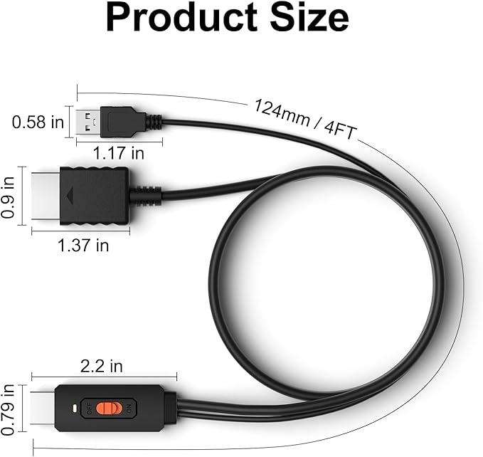 PS2 to HDMI Adapter HD-Link Cable Support ON/Off Switch, Converter PS3 Video Signal to HDMI Signal with True Ypbpr HD Signal Output (100% Improve Video Quality for PS2 and PS3)