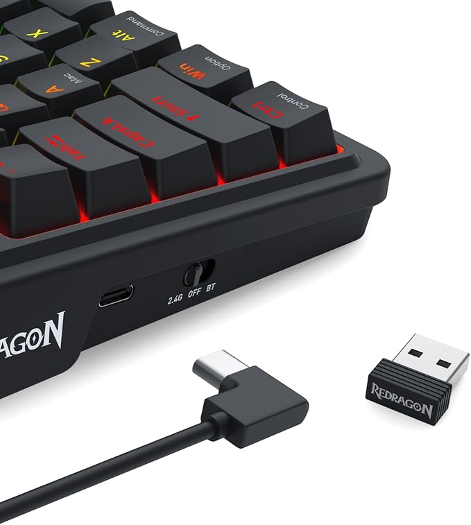 Redragon K719 Wireless Gasket Gaming Keyboard w/Hype Screen & Knob, 95 Keys Mechanical Keyboard, Easy-Control 1.14’’ TFT Info Display, 5-Layer Noise Dampening, Custom Linear Switch, Essential Black