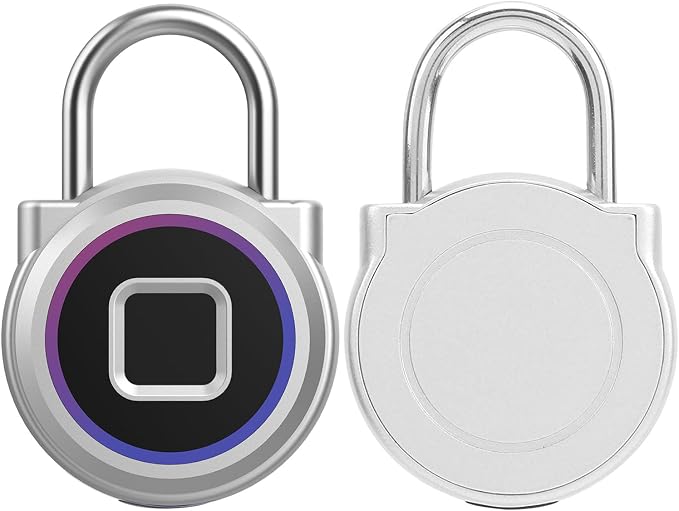 Gym Locker Padlock Fingerprint Padlock eLinkSmart Waterproof Keyless Smart Lock iOS Watch App Unlock View Record Combination Padlock for School Gym Locker Gun Case Field Box Colorful Acrylic