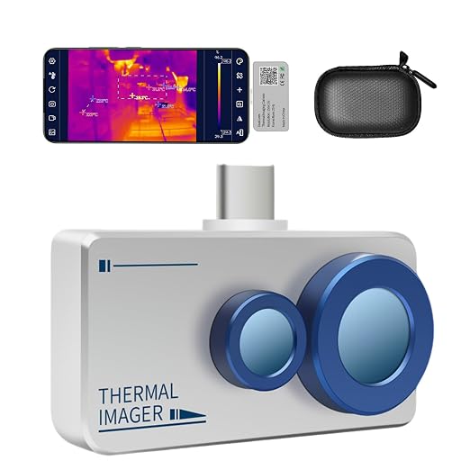 Mini Thermal Imaging Camera for Android 256x192 IR Resolution,640x480 Super Resolution Thermal Imaging Camera -15°Cto 600°C TEM Range for Smartphones(not for iOS) IP54