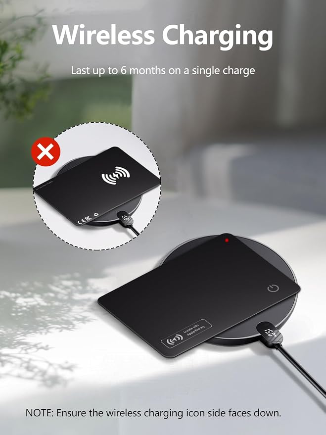 Wallet Tracker Card Work with Apple Find My, Ultra-Slim Rechargeable Tracking Card Credit Card Tracker for Wallet, Luggage, Passport (for iOS, 1 Pack)