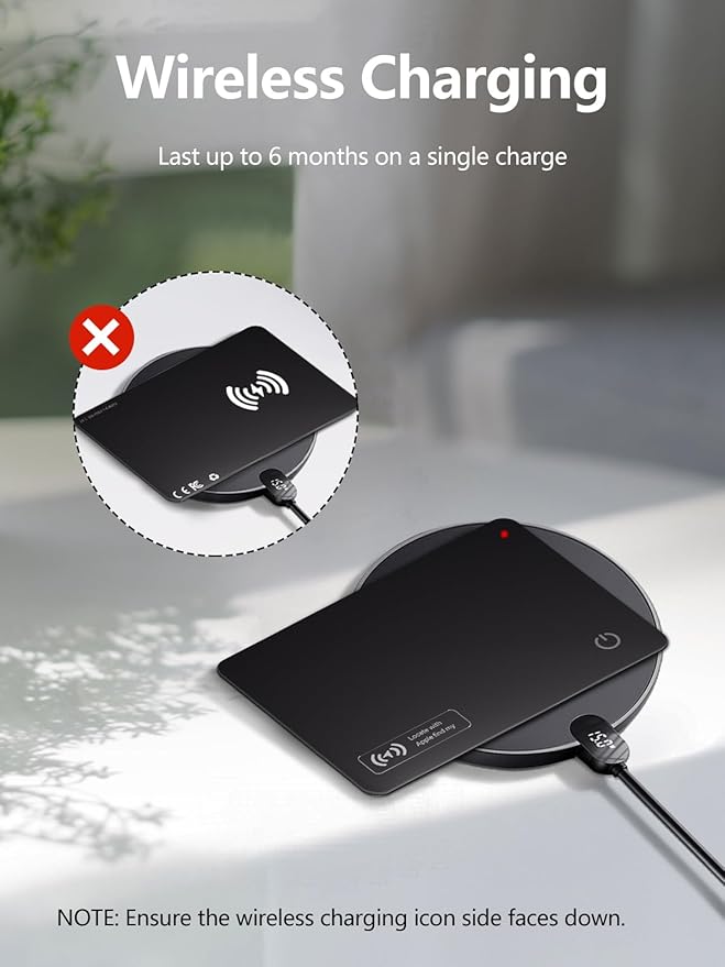 Wallet Tracker Card Work with Apple Find My, Ultra-Slim Rechargeable Tracking Card Credit Card Tracker for Wallet, Luggage, Passport (for iOS, 2 Pack)