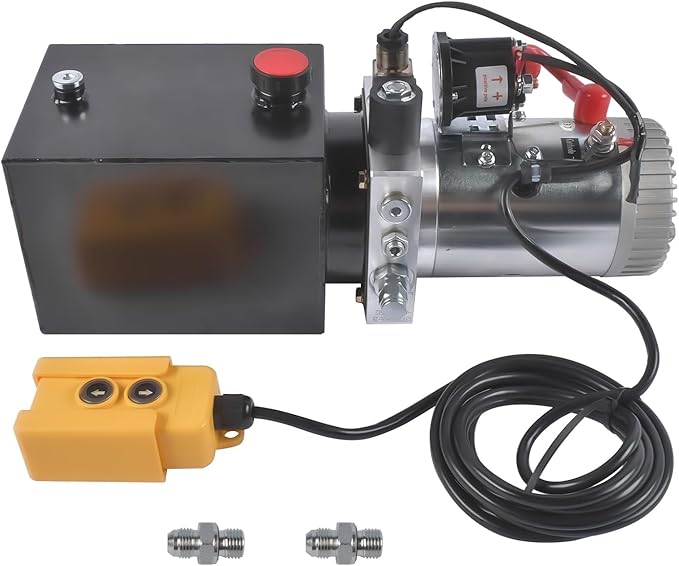 4 Quart Hydraulic Power Unit 1.6kW Power, 12V DC Single Acting Hydraulic Pump, 3200 PSI Max Pressure, for Dump Trailers, Car Lifts, DIY Hydraulic Systems, Steel (GC01) & Aluminium Alloy