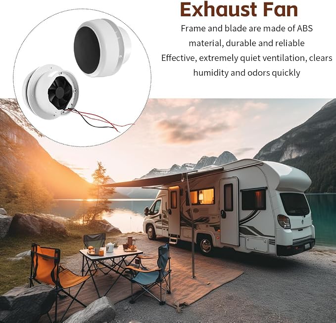 12V RV Exhaust Fan,3500R/min Roof Fan with Solar Charging ABS Caravan Ceiling Mushroom Head Vent for Homes Camper Trailer Travel Motorhome