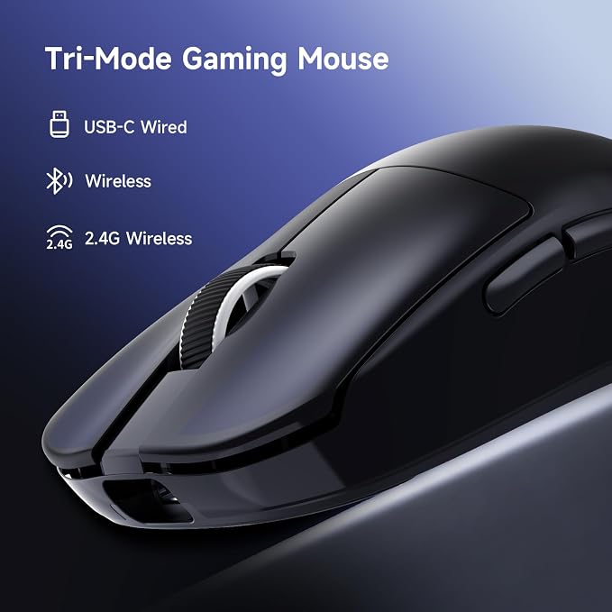 MCHOSE L7 Pro Wireless Gaming Mouse Super Light 39g, Gaming Mouse Esport with 26K DPI, Optical Switch, Programmable Buttons, Dual 8K Polling and PAW3395 Sensor, Tri-Mode Connection, PC/Mac - White