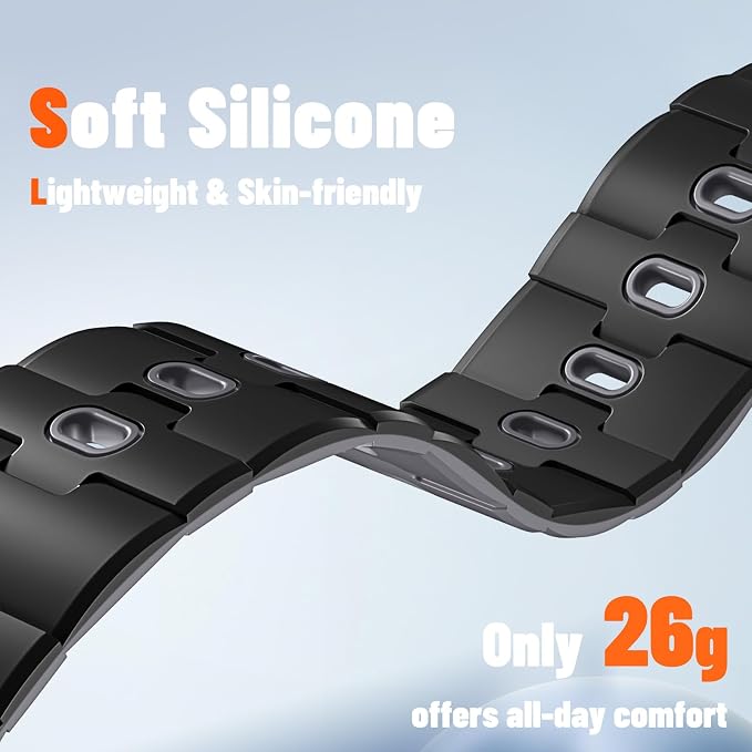 Bandletic Magnetic Silicone Band Compatible with Galaxy Watch 6 Classic Bands - 20mm No Gap Sports Strap for Watch 7 5 4 FE 40mm 44mm/for Galaxy Watch 4 Classic 43mm 47mm 42mm 46mm/Watch 5 Pro 45mm