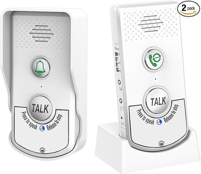 Doorbell Intercoms System for Home, 2 Way Room to Room Door Intercom Wireless with Long-Lasting Rechargeable System, Communication Devices for House Office Classroom with FCC/CE Certified