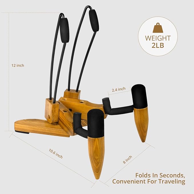 DIDA Guitar Stand for Electric Guitar, Wooden Guitar Stand, Portable Traveling Stand For Electric Guitar and Bass, Single Guitar Stand, Non Slip, Soft Foam Padded Arms (Zebrawood)
