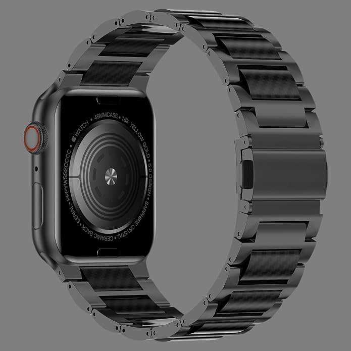 iiteeology Carbon Band Compatible with Apple Watch 49/46/45/44/42mm 42 Series 11/41/40/38mm, Women Men Light Genuine Carbon Fiber Band for iWatch Ultra 3/2/Series 11-1