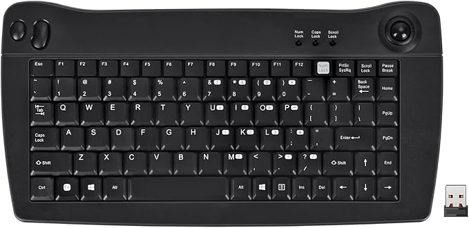 MCSaite MC-8040RF 2.4G Wireless and Bluetooth Mini Keyboard with Built-in Trackball Mouse Multi-Device for Smart TV, TV Box, TV-Connected Computer, Mac, HTPC
