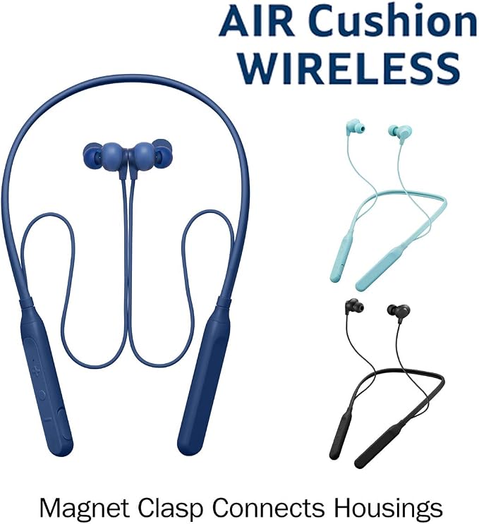 JVC Air Cushion Wireless Earbuds Headphones, Bluetooth 5.0, Water Resistant IPX4, Long Life Battery (up to 24 Hours), 3-Button Remote with mic - HAFX41WB, Black, Medium
