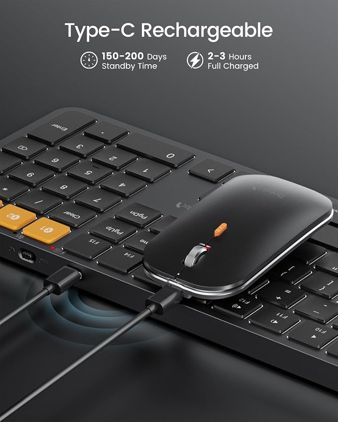 ProtoArc Backlit Bluetooth Keyboard and Mouse for Mac, KM100-A Full Size Wireless Keyboard Mouse for Mac, Multi-Device, Rechargeable, No USB, for MacBook Pro/Air, iPhone, iPad, Space Black