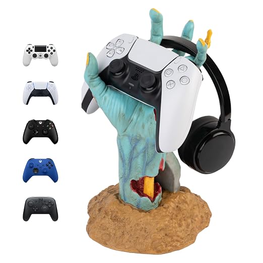 Grupo Erik Gaming Controller Holder One More Life | Controller Holder Figure | Headphone Stand & Controller | Gaming Accessories for Desk | Gamer Gifts | Halloween Decorations