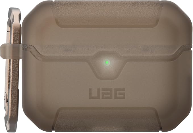 URBAN ARMOR GEAR UAG Designed for AirPods Pro 3rd Gen Case, Translucent Rugged Military Grade Drop Proof Protective Cover with Detachable Carabiner Clip & Secure Lip Closure, Scout Coyote Translucent