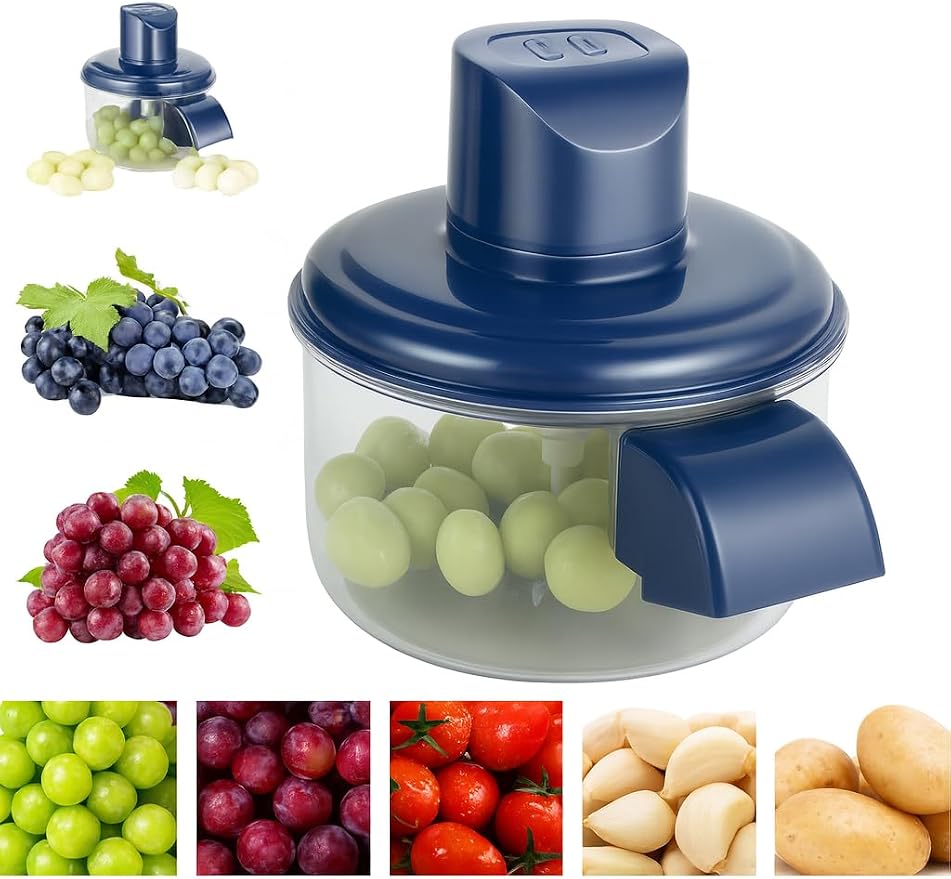 Automatic Electric Vegetable & Fruit Peeler – Rechargeable 2‑in‑1 Multifunctional Peeling Machine with Cleaning Brush for Garlic, Grapes, Apples, Potatoes & Small Produce (Blue)