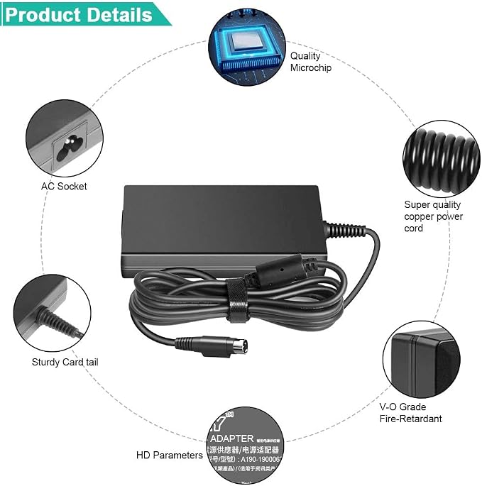 HKY 19V 4PIN AC Power Supply for Philips Respironics SimplyGo Mini Portable Oxygen Concentrator Simply Go Mini 82211 1118724 MANGO120-19BK-PHI REF 1116817 1116818 Battery Power Adapter Charger Cord