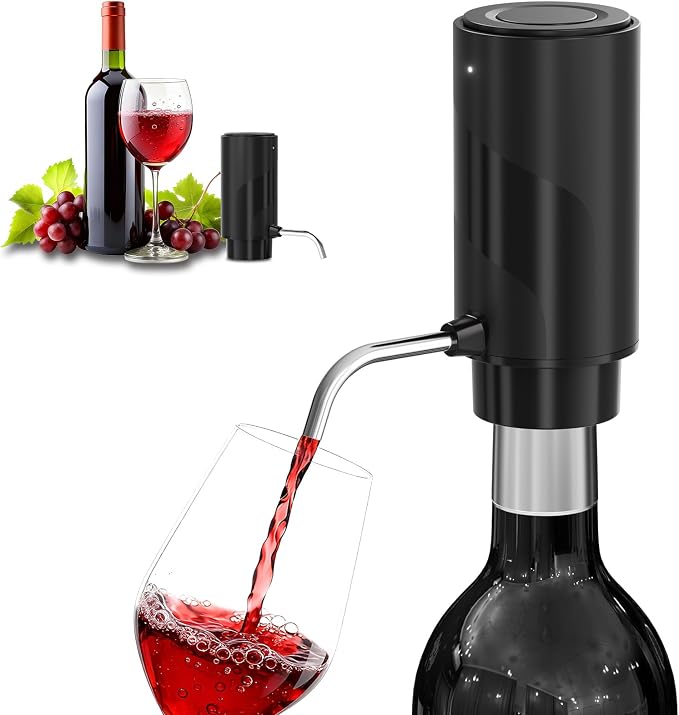 Fathers Day Gift Wine Aerator Electric Decanter – Automatic Wine Dispenser & Pourer with Type-C Rechargeable Battery, Instant Aeration Wine Accessories for Red & White Wine, Gift for Wine Lovers