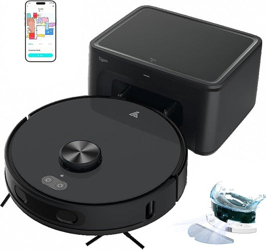 2026 Robot Vacuum and Mop Up to 8000Pa Super Thin 3-in-1 Robotic Vacuum with Smart LiDAR Navigation, 70 Day Self-Empty 220 Min Runtime Ideal for Pet Hair Vacuums All Floors-w