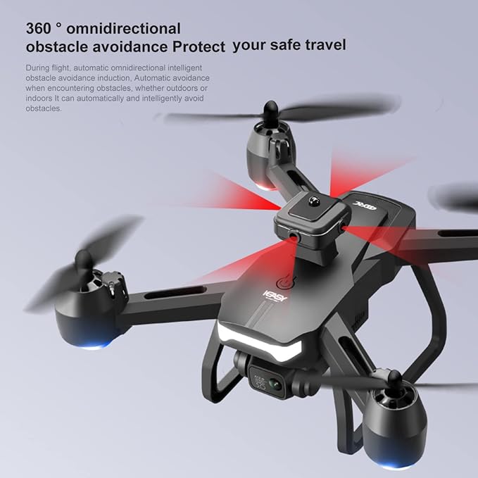Drones with Camera for Adults 6K Foldable Headless Drone with Obstacle Avoidance Function Optical Flow Positioning Gesture Photography with Storage Bag 2 Battery