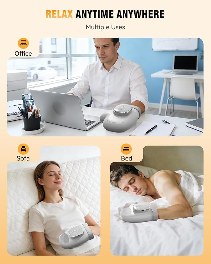 Hand Massager with Heat and Compression: 2026 New Cordless Electric Hand Massage for Arthritis Carpal Tunnel, 3 Massage 4 Temperatures 5 Compression Wrist Finger Massager, Gifts for Women Men, Grey