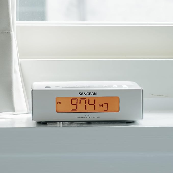 Sangean RCR-5 Digital AM/FM Clock Radio, White