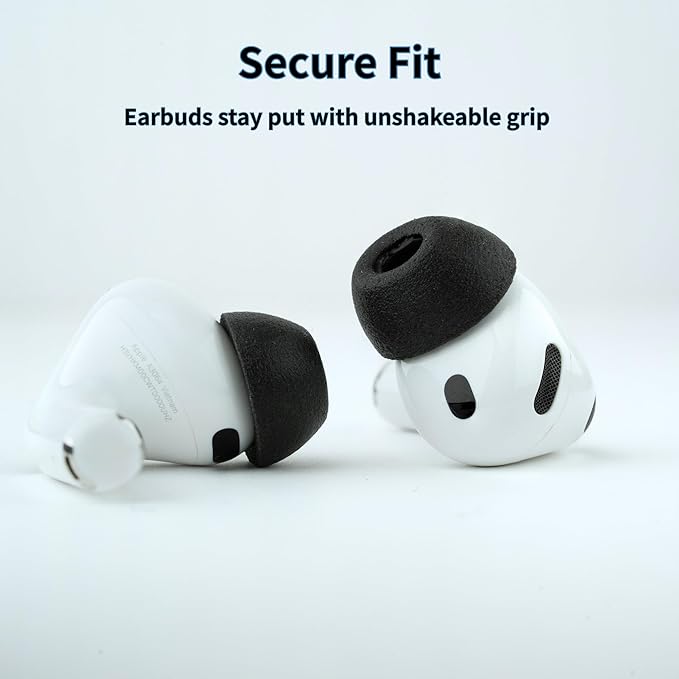Comply TrueGrip | Premium Memory Foam Replacement Earbud Tips for Apple AirPods Pro Gen 3 | Long Lasting Comfort, Secure Fit, Superior Noise Isolation| Black (S/M/L) (3 Pairs)