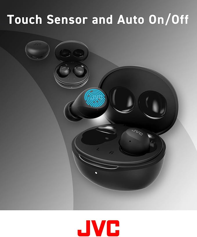 JVC Compact and Lightweight Gumy Mini True Wireless Earbuds Headphones, Long Battery Life (up to 23 Hours), Sound with Neodymium Magnet Driver, Water Resistance (IPX4) - HAA6TB (Black) (Pack of 4)