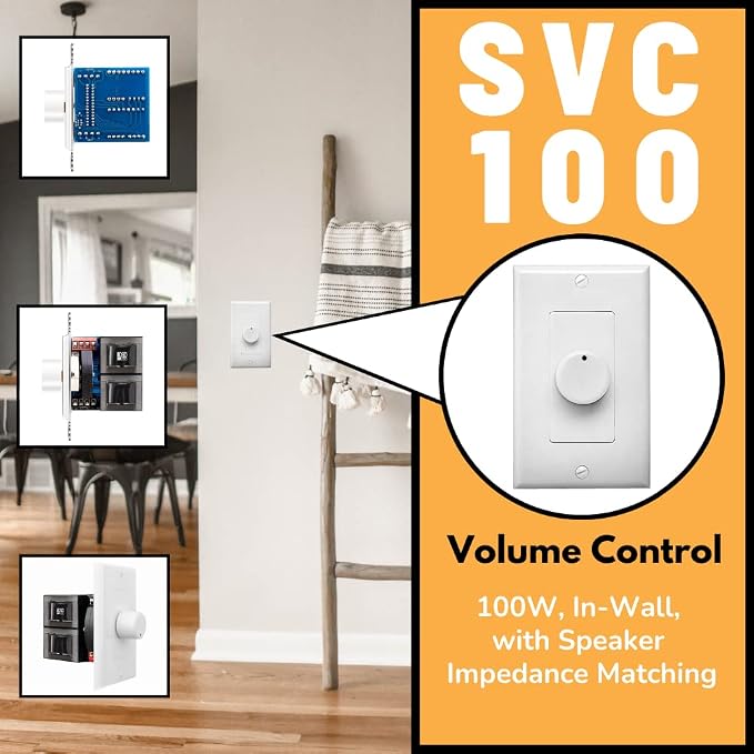 OSD Audio 100W in Wall Volume Control, Impedance Matching Speaker Control, Rotary Knob, White, SVC100, 2 Pack