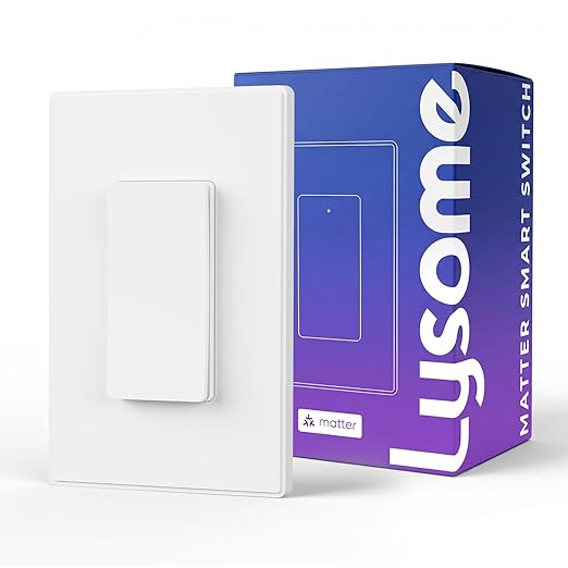 Matter Smart Light Switch, Voice Control Smart Wall Switches Compatible with Alexa & Google Assistant,Timer Schedule, Neutral Wire Required, Single Pole, 2.4GHz Wi-Fi, White, 1 Pack