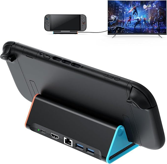 Switch 2 TV Dock with 4K@60Hz HDMI 2.0A, 2*USB 3.0, Ethernet LAN Port - Switch 2 TV PD 100W Power Adapter for Gaming & Charging ((Need Firmware Update)