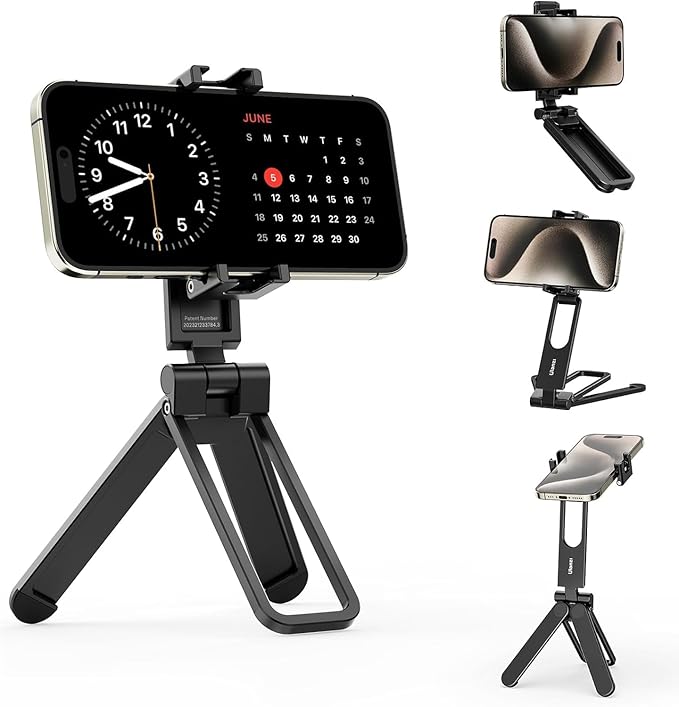ULANZI MA26 Foldable Phone Tripod, Pocket Cell Phone Vlog Video Tripod Handle Aluminium Smartphone Desk Stand 2 Cold Shoe Small Size All in One Lightweight Portable Vlog Stick for iPhone 17 Samsung