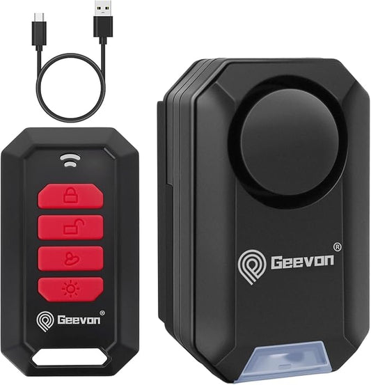 Geevon Bike Alarms for Ebikes, Wireless Bike Alarm with Remote, 135dB Anti-Theft Bicycle Motorcycle Alarm Wireless Security Sensor Alarms, IPX5 Waterproof (1)