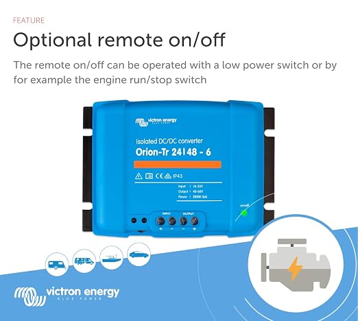 Victron Energy Orion-Tr DC to DC Converter | 24/48-Volt 6 amp 280-Watt, IP43 Protected, for Dual Battery Systems, Isolated