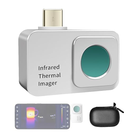 Mini Thermal Camera for Android, 256 x 192 IR Resolution Thermal Imager 25Hz Rate -15℃ to 600℃ Temp Range Optimized Temperature Accuracy, Works for Smartphones and Tablets (not for iOS)