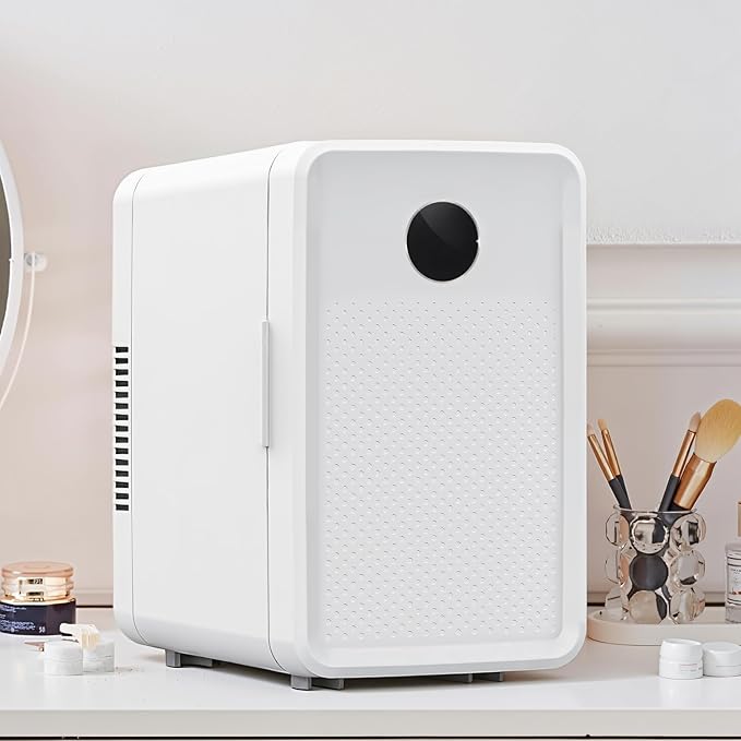 Kikihuose 12L/22L Mini Fridge for Bedroom, Personal Small Refrigerator for Skin Care, Cosmetics, 110V/12V Portable Refrigerator Cooler & Warmer for Drinks, Food, Beauty, Makeup, Dorm, Car, Office
