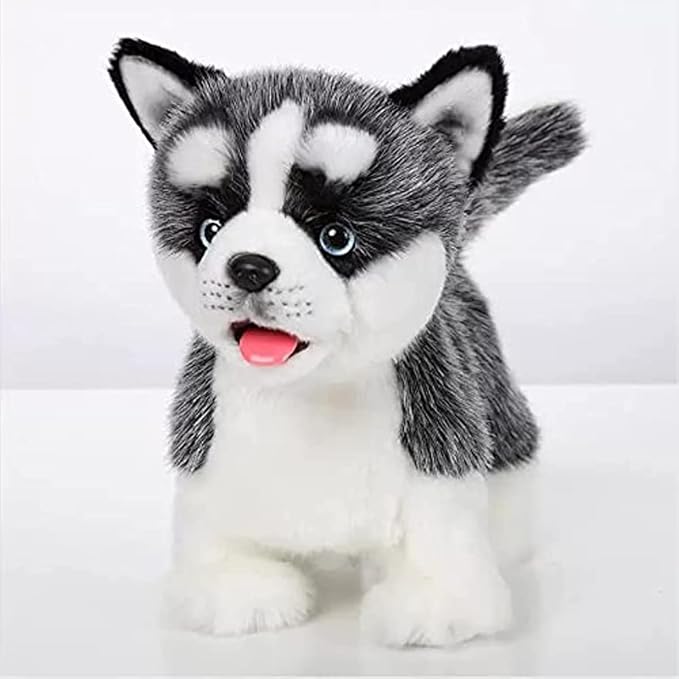 CU-MATE 12" Electric Plush Husky Dog Toys, Electronic Stuffed Animal Dog Toy, Interactive Wuffy Robot Puppy, Walking, Talking, Barking & Wagging Tail, Gifts for Boys and Girls