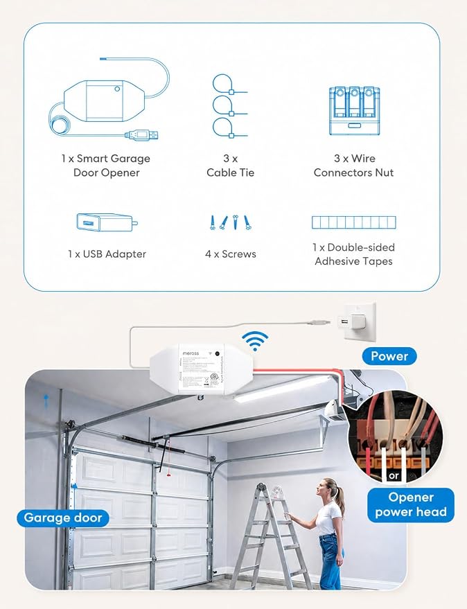 meross Smart Garage Door Opener Remote, Compatible with Apple HomeKit, Amazon Alexa, Google Assistant, CarPlay and SmartThings, Enhanced Compatibility, New Version