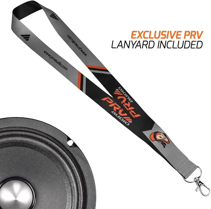 PRV AUDIO 2X 6MR250B-4 Slim Midrange 6.5" Shallow Bullet Speakers 250 Watts 4 Ohm, Slim Mount Car Audio Bullet Loudspeaker Compact for Doors with 1 Exclusive Lanyard (2 Speakers)
