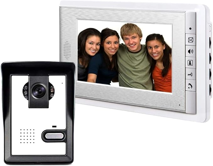 Wired Video Intercom Doorbell System 7 Inches LCD Monitor Video Door Phone Kits Support Monitoring,Unlock,Dual-Way Door Intercom for Villa Apartment Home Security Systems Indoor Outdoor
