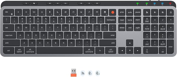 MEETION K9990 Bluetooth Keyboard, Slim Wireless Keyboard, Low Profile Quiet Typing, 3-Device Switching (2.4G+BT), Rechargeable Full Size Keyboards, Scissor Switch, for Windows/Mac/PC/Laptop/Tablet