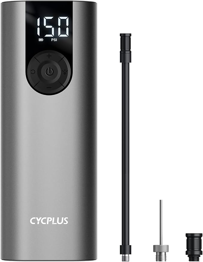 CYCPLUS Tire Inflator Portable Air Compressor, 150 PSI Cordless Air Pump with Digital LCD Screen Pressure Gauge, Electric Pump for Car, Motorcycle, Bicycle and Balls