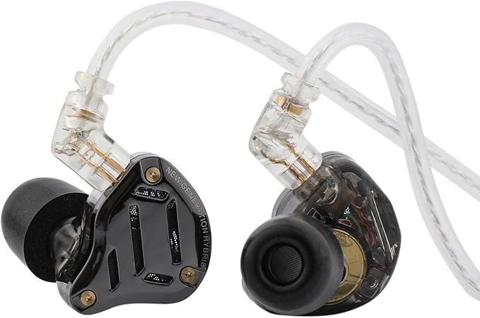 Linsoul KZ ZS10 PRO 2 in Ear Monitor IEM, 1DD+4BA Hybrid Wired Earbuds, with 4-Level Tuning Switch, 3-Way Crossover Gaming Earbuds, Silver-Plated IEM Cable for Musician Audiophile (Black, with Mic)