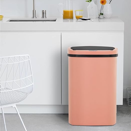 BestOffice Trash Can Broken-Resistant Plastic Touch Free High-Capacity Garbage Can with Lid for Bedroom Bathroom Home Office 49 Liter 13 Gallon Trash Can Automatic Kitchen Trash Can